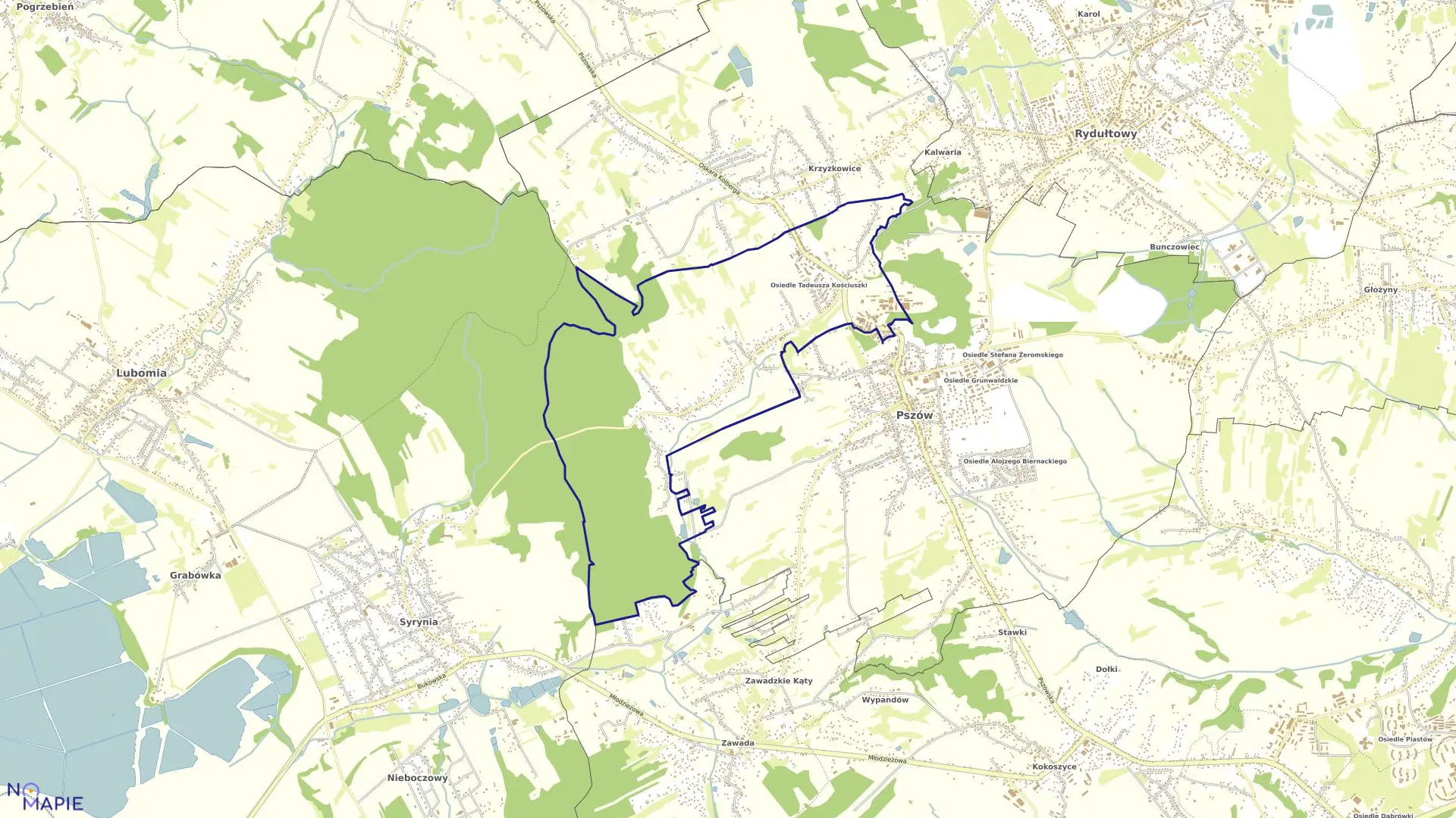 Mapa obrębu PSZOWSKIE DOŁY w mieście Pszów